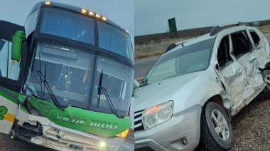 Choque entre un colectivo y una camioneta en la Ruta 3 cerca de Puerto Madryn