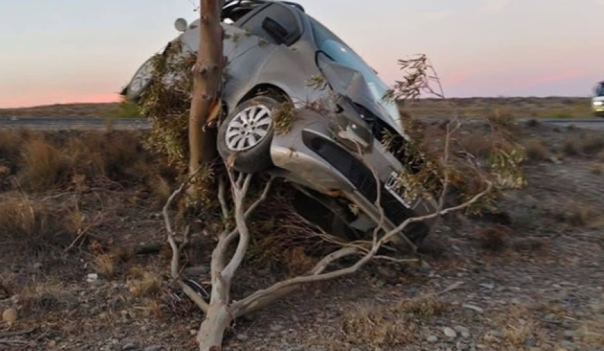 Un auto se incrustó contra un árbol y genera importantes demoras entre Trelew y Rawson